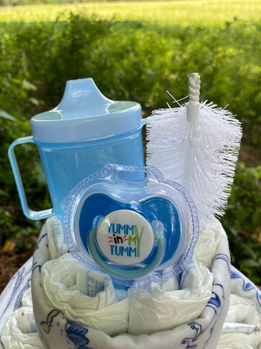 Blue Dinosaur Diaper Cake Gift Set - Picture 6 of 7